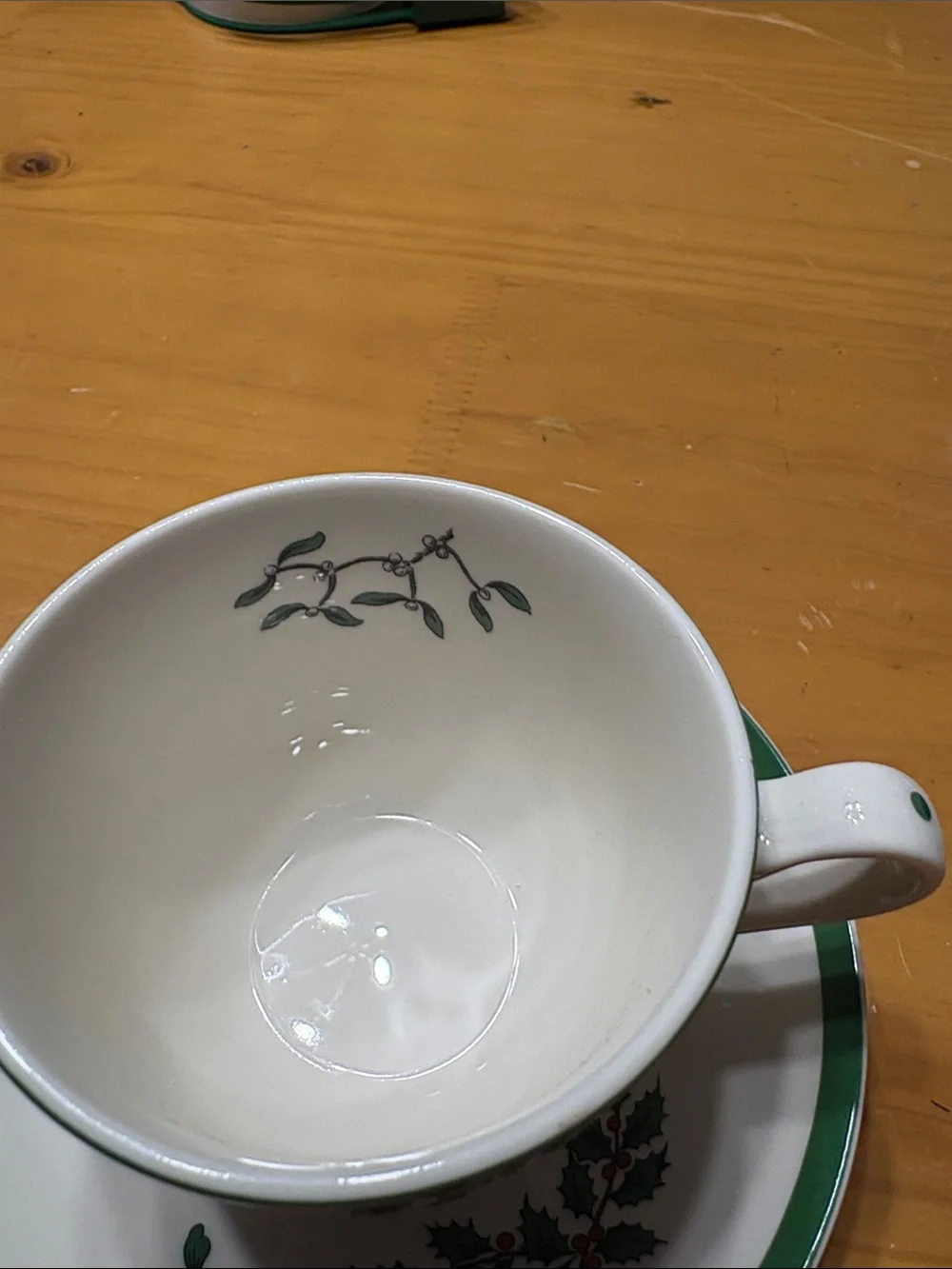 Vintage Spode Holiday Tree Teacup and Saucer Set - Green